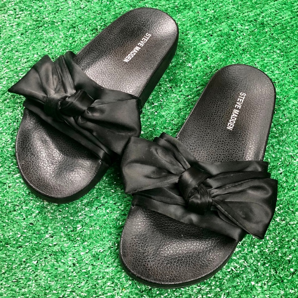 Steve Madden Satin Bow Tie Slides Size 7
